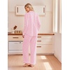 Ekouaer Pajamas for Women Set Cotton Long Sleeve Pjs Button Up Lounge Sets(Pink Stripes)