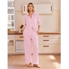 Ekouaer Pajamas for Women Set Cotton Long Sleeve Pjs Button Up Lounge Sets(Pink Stripes)