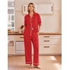 Ekouaer Pajamas for Women Set Cotton Long Sleeve Pjs Button Up Lounge Sets(Red)