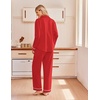 Ekouaer Pajamas for Women Set Cotton Long Sleeve Pjs Button Up Lounge Sets(Red)