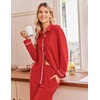 Ekouaer Pajamas for Women Set Cotton Long Sleeve Pjs Button Up Lounge Sets(Red)