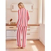 Ekouaer Pajamas for Women Set Cotton Long Sleeve Pjs Button Up Lounge Sets(Red Pink White Stripe)