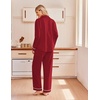 Ekouaer Pajamas for Women Set Cotton Long Sleeve Pjs Button Up Lounge Sets(Wine Red)