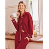 Ekouaer Pajamas for Women Set Cotton Long Sleeve Pjs Button Up Lounge Sets(Wine Red)