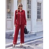 Ekouaer Pajamas for Women Set Cotton Long Sleeve Pjs Button Up Lounge Sets(Wine Red)