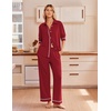 Ekouaer Pajamas for Women Set Cotton Long Sleeve Pjs Button Up Lounge Sets(Wine Red)