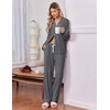 Ekouaer Pajamas for Women Set Soft Button Up Pjs Long Sleeve Lounge Sets(Black)