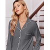 Ekouaer Pajamas for Women Set Soft Button Up Pjs Long Sleeve Lounge Sets(Black)