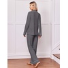 Ekouaer Pajamas for Women Set Soft Button Up Pjs Long Sleeve Lounge Sets(Black)