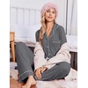 Ekouaer Pajamas for Women Set Soft Button Up Pjs Long Sleeve Lounge Sets(Black)