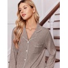 Ekouaer Pajamas for Women Set Soft Button Up Pjs Long Sleeve Lounge Sets(Brown)