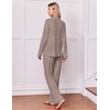 Ekouaer Pajamas for Women Set Soft Button Up Pjs Long Sleeve Lounge Sets(Brown)