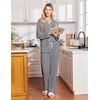 Ekouaer Pajamas for Women Set Soft Button Up Pjs Long Sleeve Lounge Sets(Dark Gray)