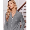 Ekouaer Pajamas for Women Set Soft Button Up Pjs Long Sleeve Lounge Sets(Dark Gray)