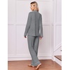 Ekouaer Pajamas for Women Set Soft Button Up Pjs Long Sleeve Lounge Sets(Dark Gray)