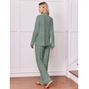Ekouaer Pajamas for Women Set Soft Button Up Pjs Long Sleeve Lounge Sets(Green)