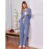 Ekouaer Pajamas for Women Set Soft Button Up Pjs Long Sleeve Lounge Sets(Navy)