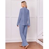 Ekouaer Pajamas for Women Set Soft Button Up Pjs Long Sleeve Lounge Sets(Navy)