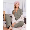 Ekouaer Pajamas for Women Set Soft Button Up Pjs Long Sleeve Lounge Sets(Olive Green)