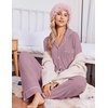 Ekouaer Pajamas for Women Set Soft Button Up Pjs Long Sleeve Lounge Sets(Puce)