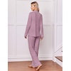 Ekouaer Pajamas for Women Set Soft Button Up Pjs Long Sleeve Lounge Sets(Puce)