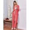 Ekouaer Pajamas for Women Set Soft Button Up Pjs Long Sleeve Lounge Sets(Red)