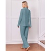 Ekouaer Pajamas for Women Set Soft Button Up Pjs Long Sleeve Lounge Sets(Teal)