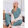 Ekouaer Pajamas for Women Set Soft Button Up Pjs Long Sleeve Lounge Sets(Teal)