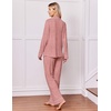 Ekouaer Pajamas for Women Set Soft Button Up Pjs Long Sleeve Lounge Sets(Wine)