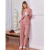 Ekouaer Pajamas for Women Set Soft Button Up Pjs Long Sleeve Lounge Sets(Wine)