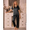 Ekouaer Silk Pajamas for Women Short Sleeve Sleepwear Button Down Pj Sets(Black)