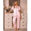 Ekouaer Silk Pajamas for Women Short Sleeve Sleepwear Button Down Pj Sets(Black Spot Lightpink)
