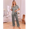 Ekouaer Silk Pajamas for Women Short Sleeve Sleepwear Button Down Pj Sets(Black Stripes)