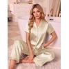 Ekouaer Silk Pajamas for Women Short Sleeve Sleepwear Button Down Pj Sets(Champagne)