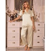 Ekouaer Silk Pajamas for Women Short Sleeve Sleepwear Button Down Pj Sets(Champagne)
