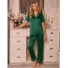 Ekouaer Silk Pajamas for Women Short Sleeve Sleepwear Button Down Pj Sets(Evergreen)