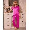 Ekouaer Silk Pajamas for Women Short Sleeve Sleepwear Button Down Pj Sets(Hot Pink)