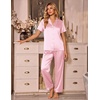 Ekouaer Silk Pajamas for Women Short Sleeve Sleepwear Button Down Pj Sets(Light Pink)