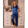 Ekouaer Silk Pajamas for Women Short Sleeve Sleepwear Button Down Pj Sets(Navy Blue)