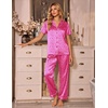 Ekouaer Silk Pajamas for Women Short Sleeve Sleepwear Button Down Pj Sets(Pink Leopard Print)