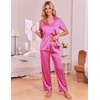 Ekouaer Silk Pajamas for Women Short Sleeve Sleepwear Button Down Pj Sets(Pink Leopard Print)