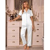 Ekouaer Silk Pajamas for Women Short Sleeve Sleepwear Button Down Pj Sets(White)