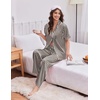 Ekouaer Silk Satin Pajamas for Women Set 2 Piece Short Sleeve Button Up Pjs(Black Stripe)