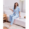 Ekouaer Silk Satin Pajamas for Women Set 2 Piece Short Sleeve Button Up Pjs(Blue)