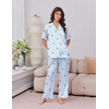 Ekouaer Silk Satin Pajamas for Women Set 2 Piece Short Sleeve Button Up Pjs(Blue Cherry)