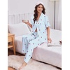 Ekouaer Silk Satin Pajamas for Women Set 2 Piece Short Sleeve Button Up Pjs(Blue Cherry)