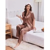Ekouaer Silk Satin Pajamas for Women Set 2 Piece Short Sleeve Button Up Pjs(Brown)