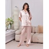 Ekouaer Silk Satin Pajamas for Women Set 2 Piece Short Sleeve Button Up Pjs(Champagne)