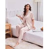 Ekouaer Silk Satin Pajamas for Women Set 2 Piece Short Sleeve Button Up Pjs(Champagne)