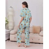 Ekouaer Silk Satin Pajamas for Women Set 2 Piece Short Sleeve Button Up Pjs(Christmas Green)